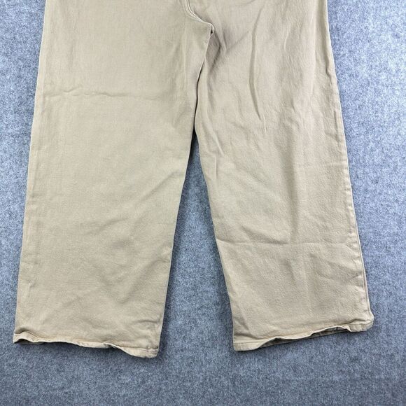 Ann Taylor Loft Jeans Women 12 Tan Wide Leg Crop Preppy Stretch Denim Minimalist - Picture 11 of 16